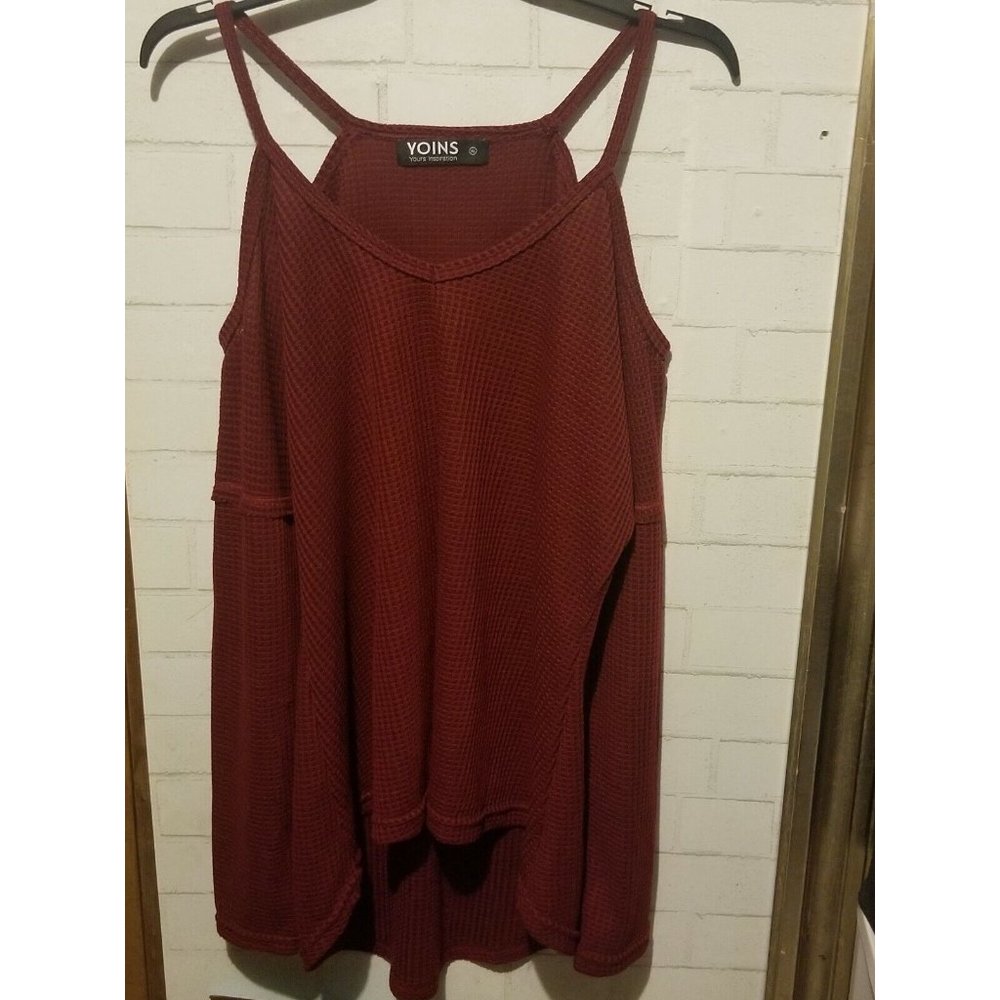YOINS Yours Inspiration Marron Cold Shoulder Long Sleeve  Low High Shirt Size Xl